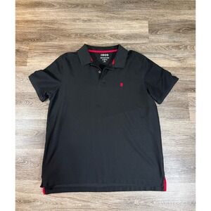 IZOD Advantage Performance Polo Shirt Mens XL Black Red Stretch Preppy Golf
